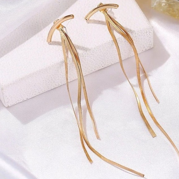 🧡18K gold plated earrings long bar earrings - Picture 5 of 7